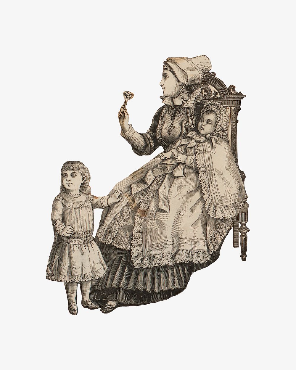 Victorian mother and children, vintage collage element. Remastered by rawpixel.