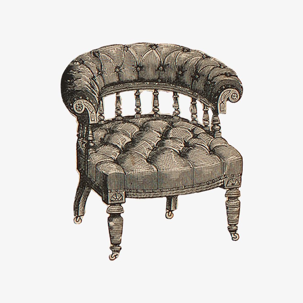 Vintage Victorian armchair, furniture illustration. Remastered by rawpixel.