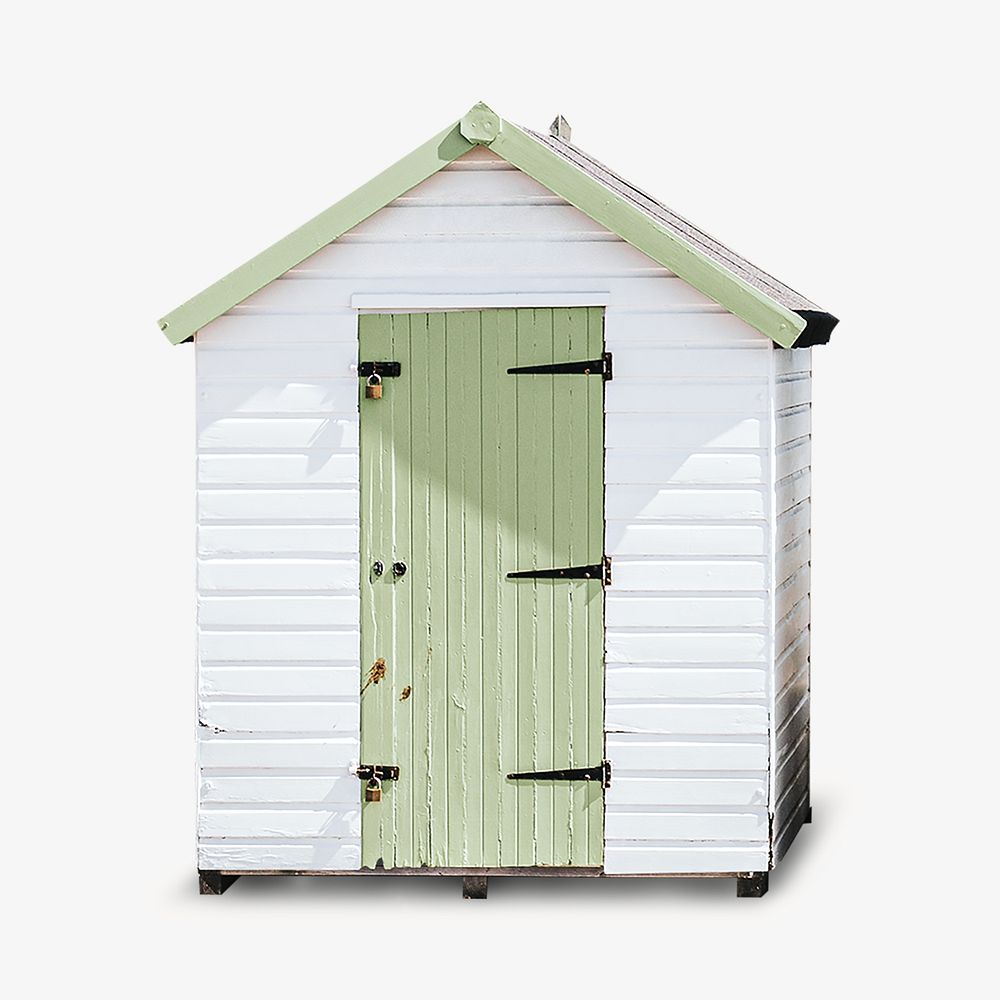 Green beach hut isolated design