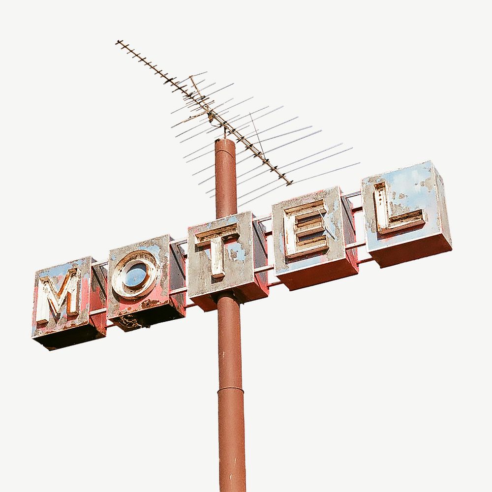 Motel sign collage element psd