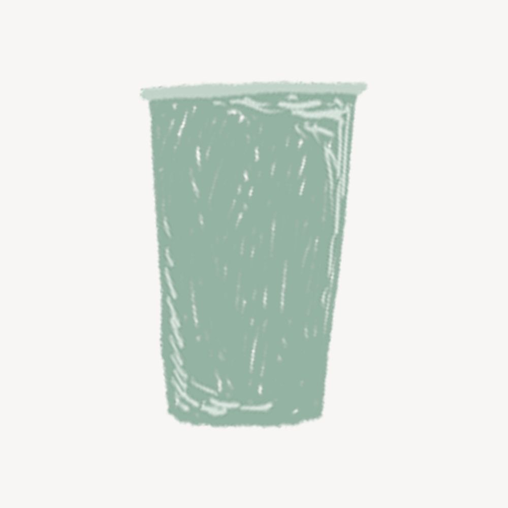 Green cup illustration collage element psd