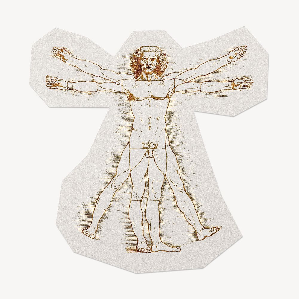 Leonardo da Vinci's Vitruvian Man, paper collage element, remixed by rawpixel.