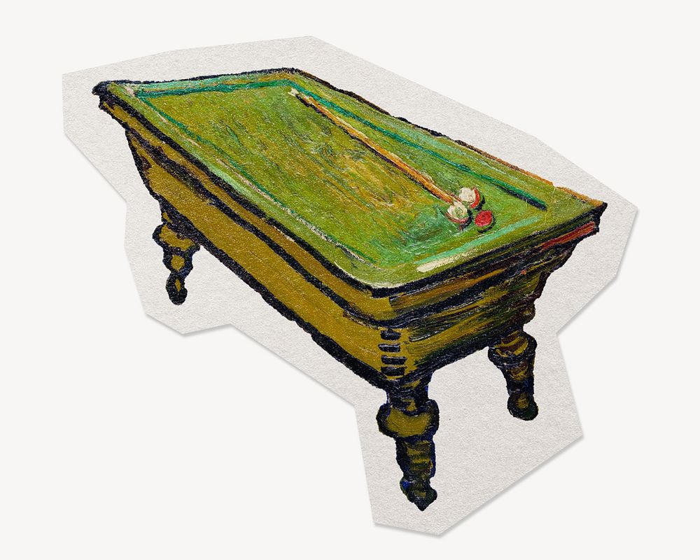 Van Gogh's pool table, paper collage element, remixed by rawpixel.