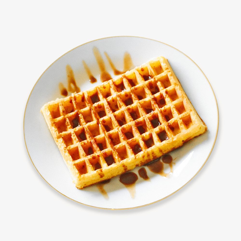 Waffle breakfast food, isolated image
