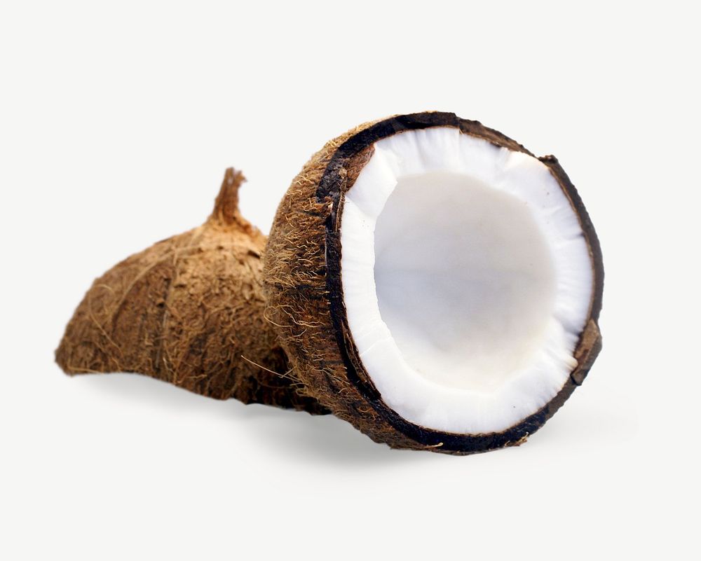 Coconut tropical fruit collage element psd