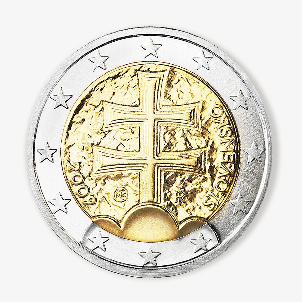 Slovakia 2 Euro coin, isolated image
