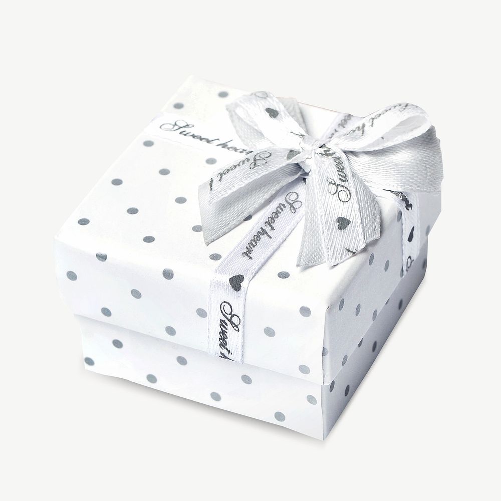 White gift box collage element psd