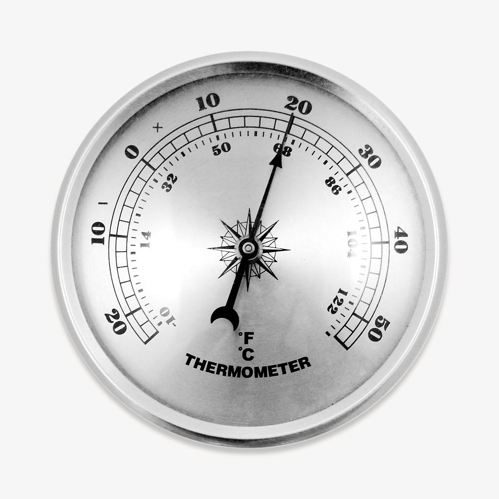 Round thermometer collage element, isolated image