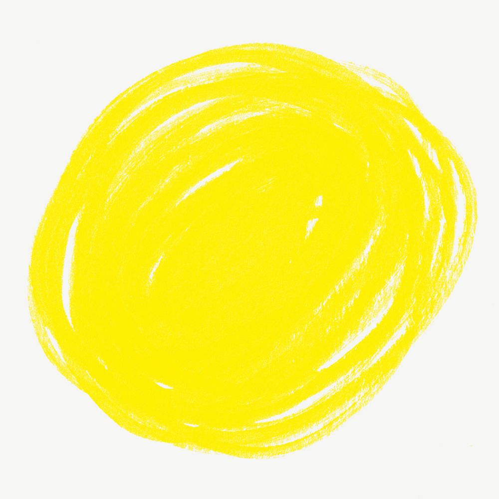 Yellow crayon circle, round badge graphic psd