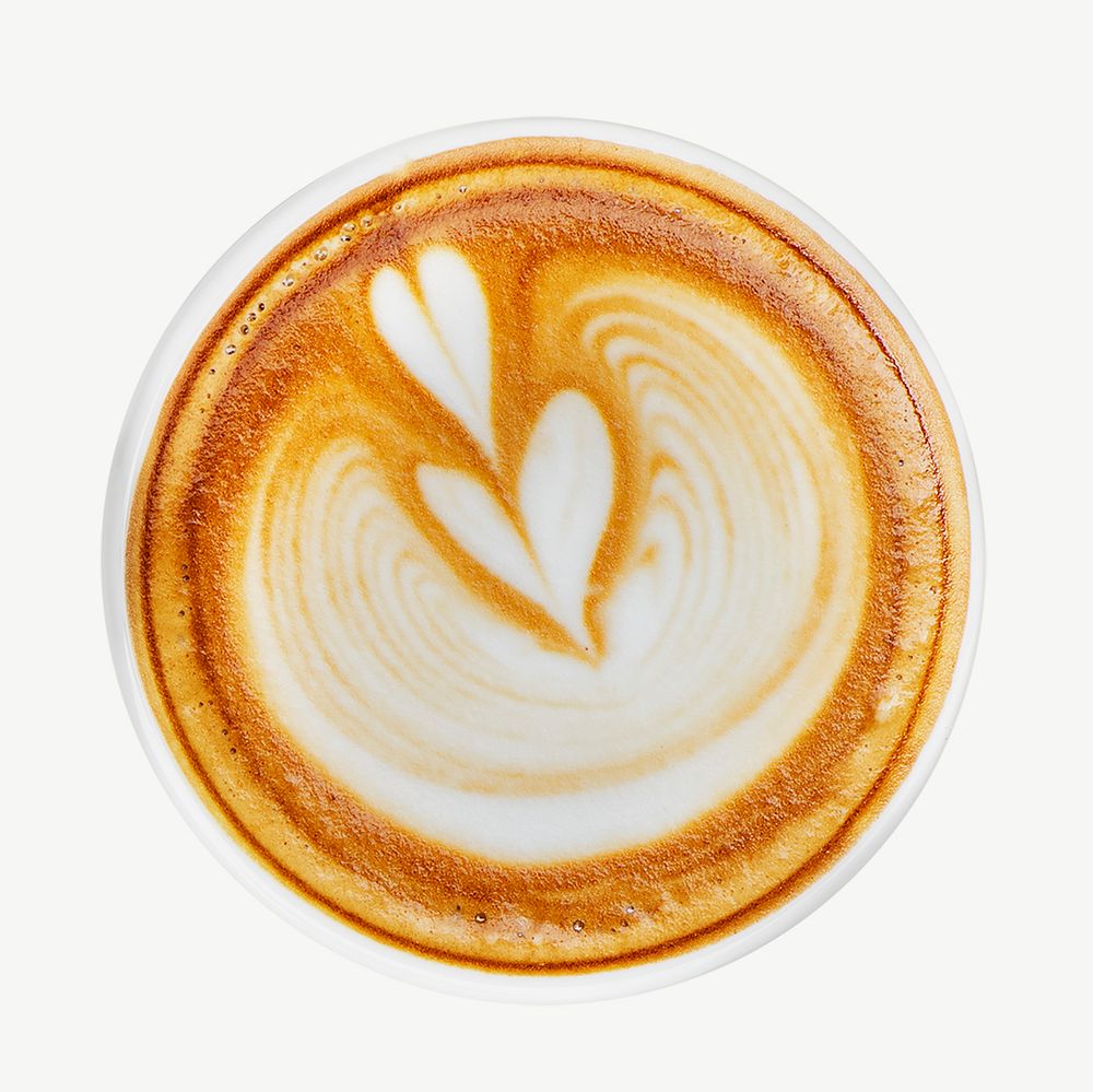 Heart latte art collage element psd