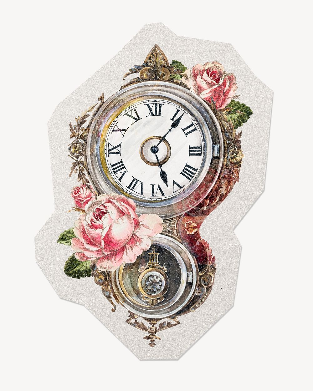 Vintage clock paper element with white border