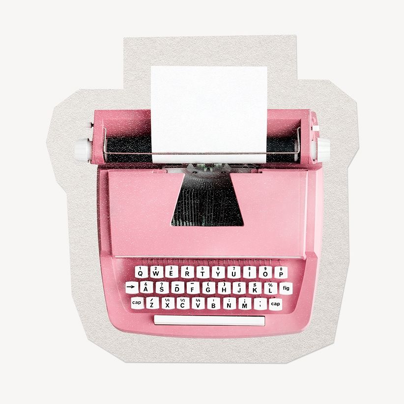 Pink typewriter paper element with white border