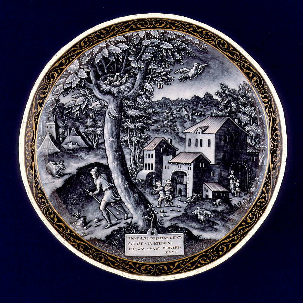 Tazza with Scene from the Book of Proverbs by Pierre Reymond
