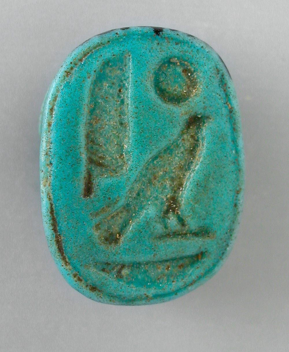 Faience Scarab with Cryptographic Writing of 'Amen'