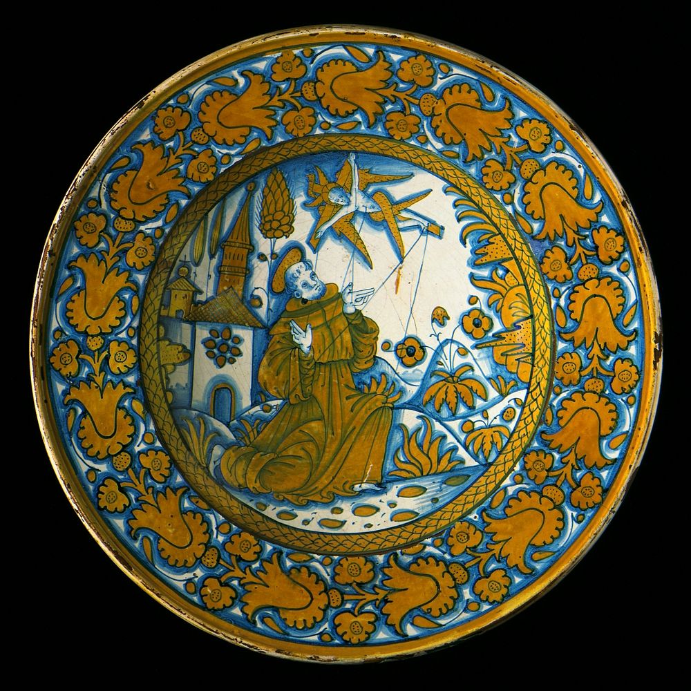 Dish with Saint Francis of Assisi Receiving the Stigmata by Giacomo Mancini