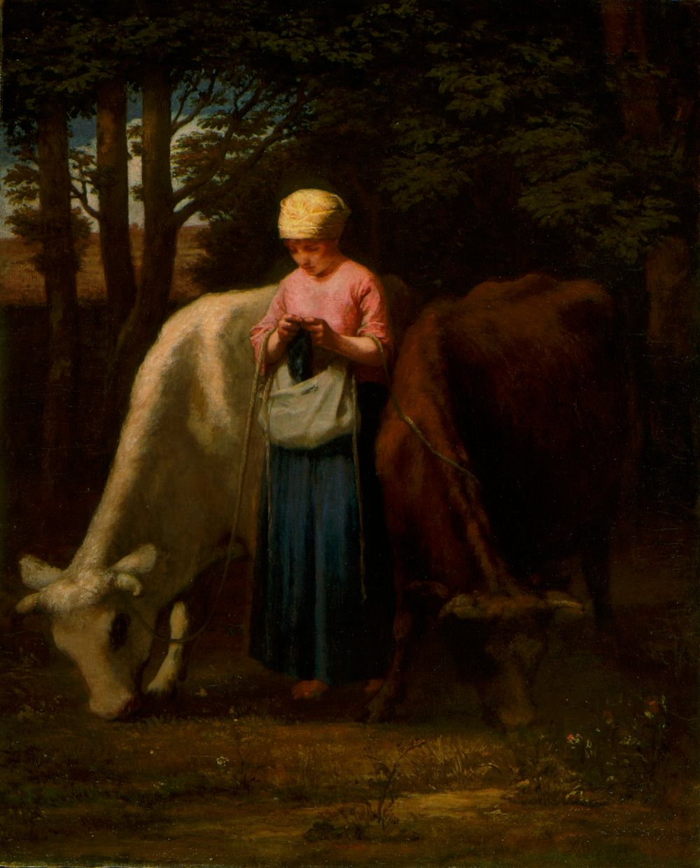Girl with Cows by William Morris Hunt