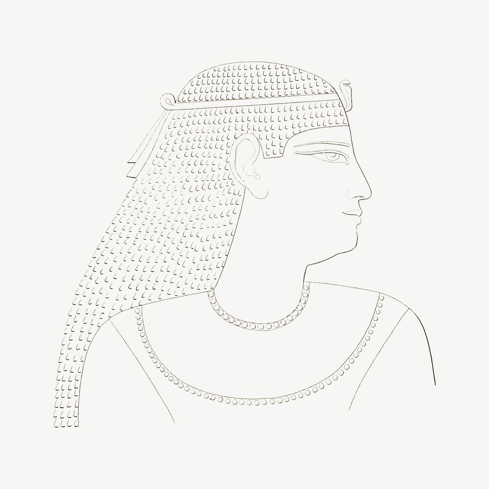 Egypt queen vintage illustration, collage element psd