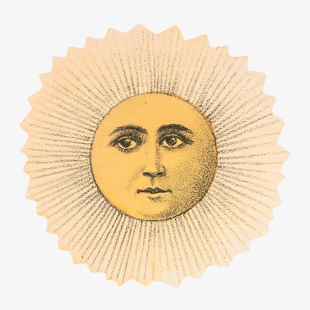 Celestial sun with man's face. Remixed by rawpixel.