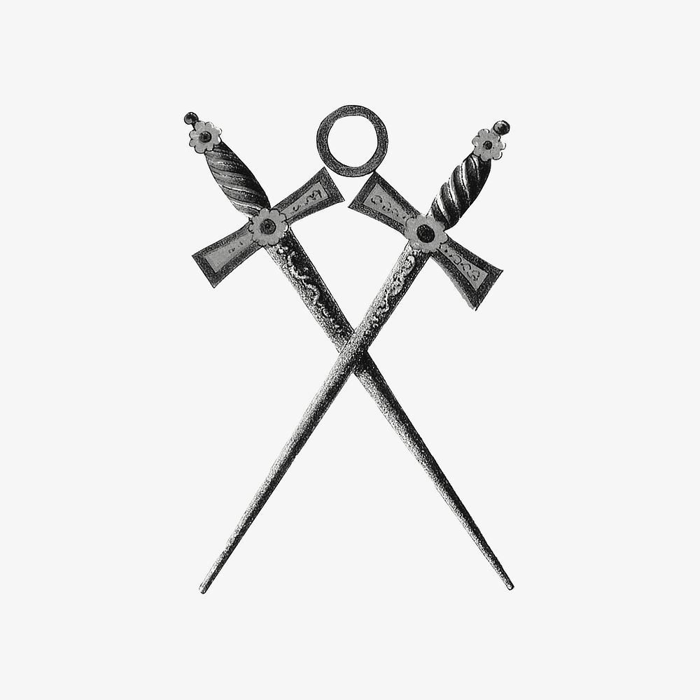 Crossed swords, Masonic chart of the Scottish rite illustration. Remixed by rawpixel.