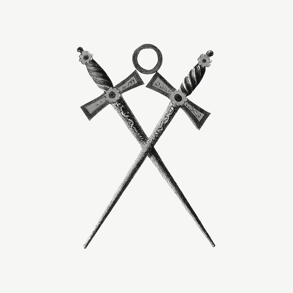 Crossed swords, Masonic chart of the Scottish rite illustration psd. Remixed by rawpixel.
