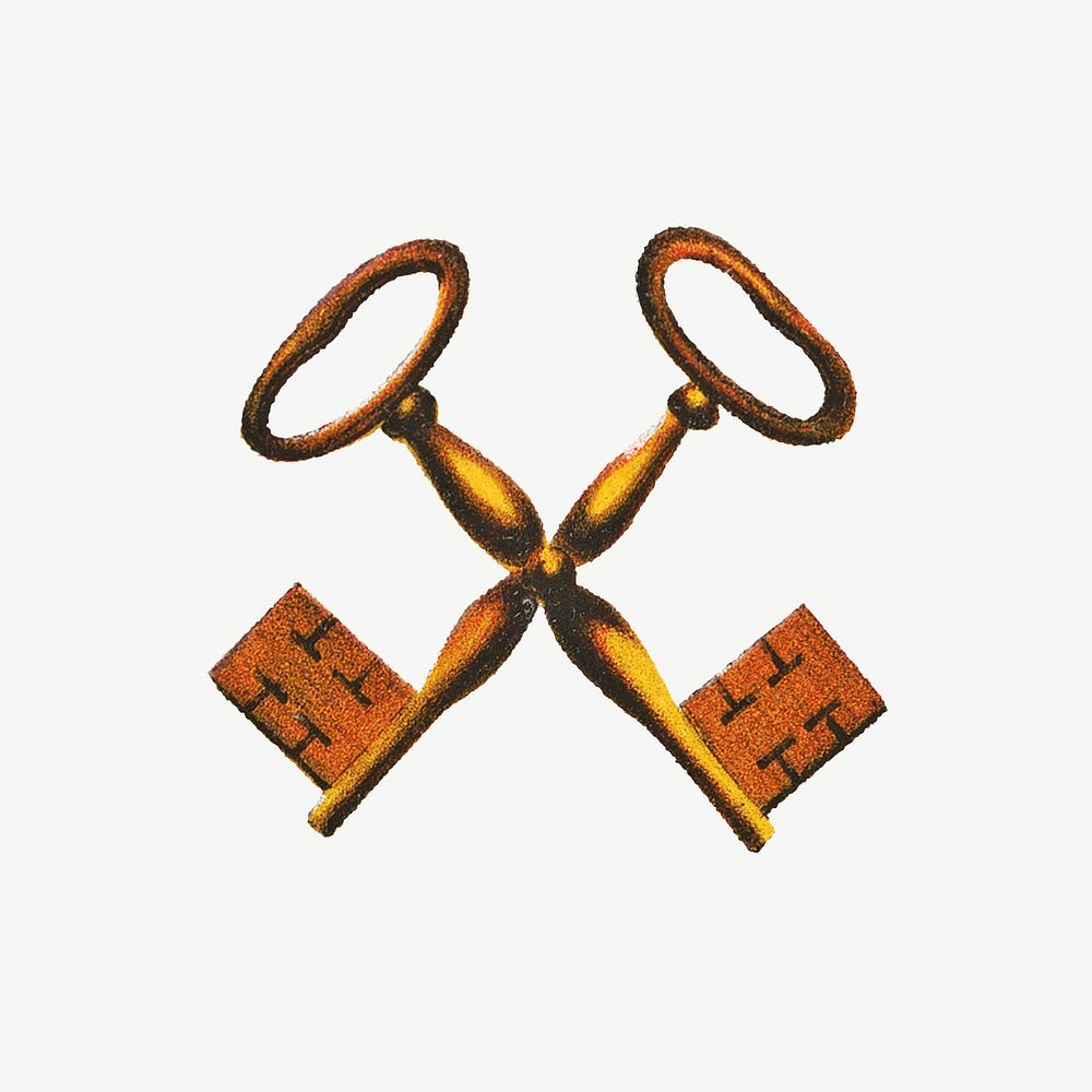 Crossed keys, Masonic chart of the Scottish rite illustration psd. Remixed by rawpixel.