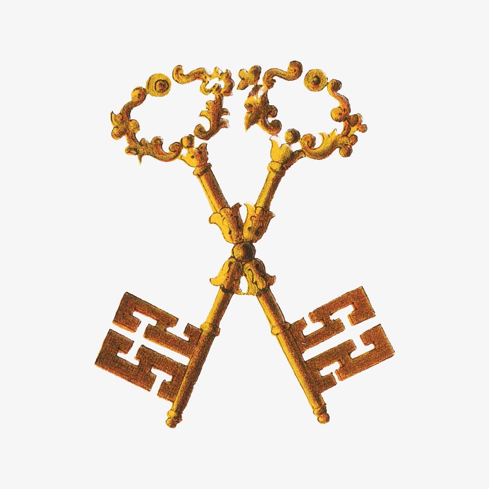 Crossed keys, Masonic chart of the Scottish rite illustration. Remixed by rawpixel.