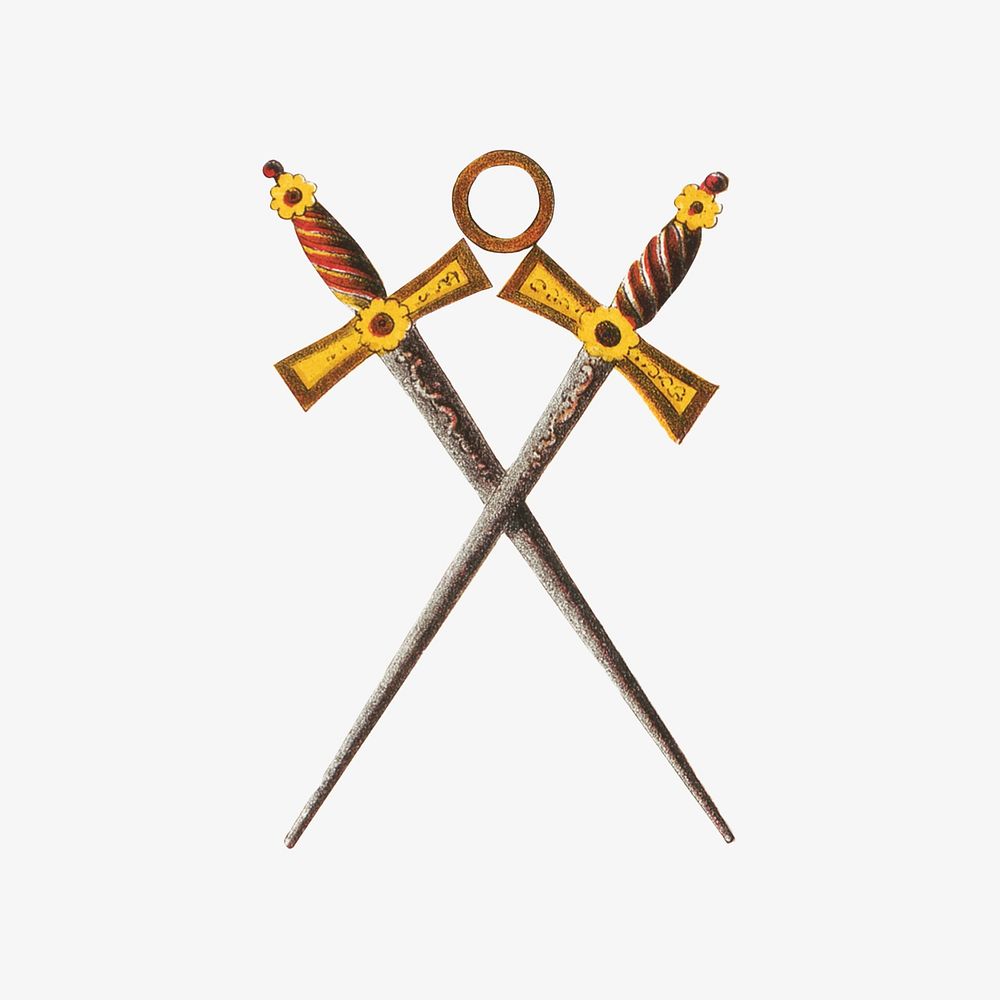 Crossed swords, Masonic chart of the Scottish rite illustration. Remixed by rawpixel.