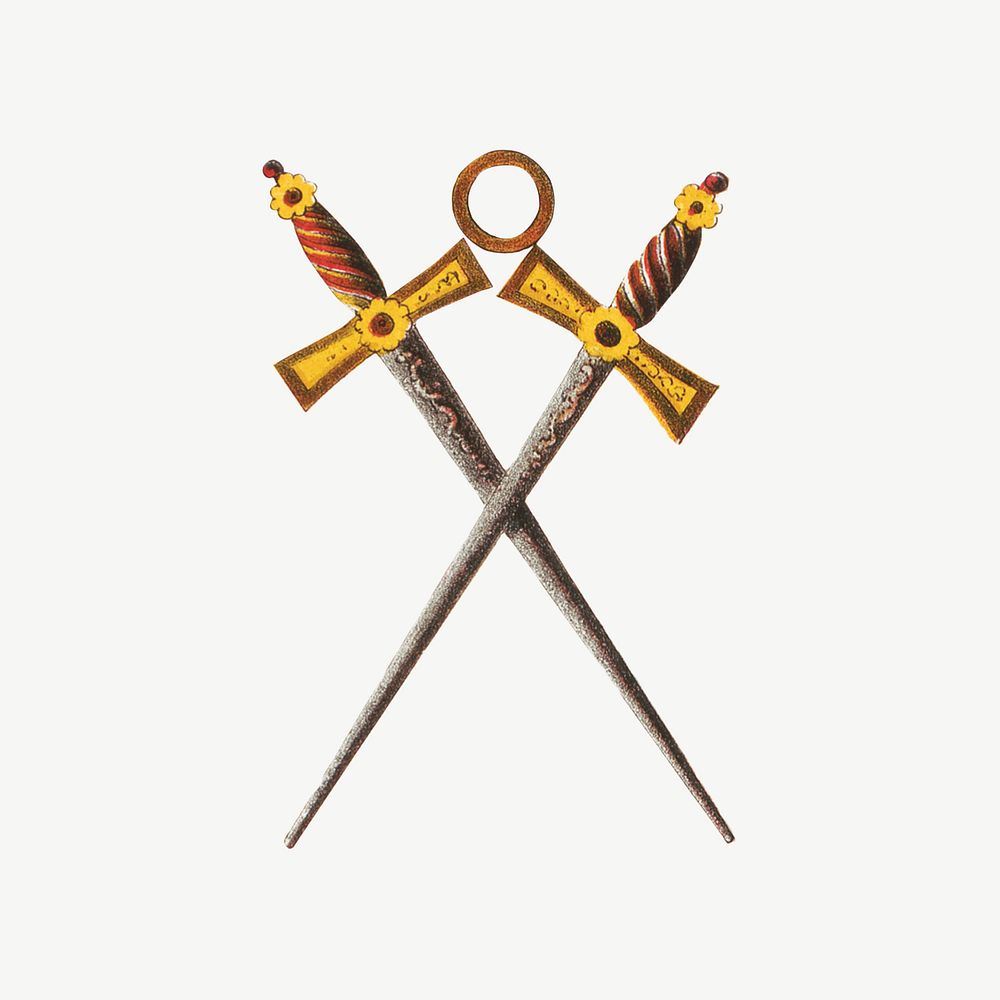 Crossed swords, Masonic chart of the Scottish rite illustration psd. Remixed by rawpixel.