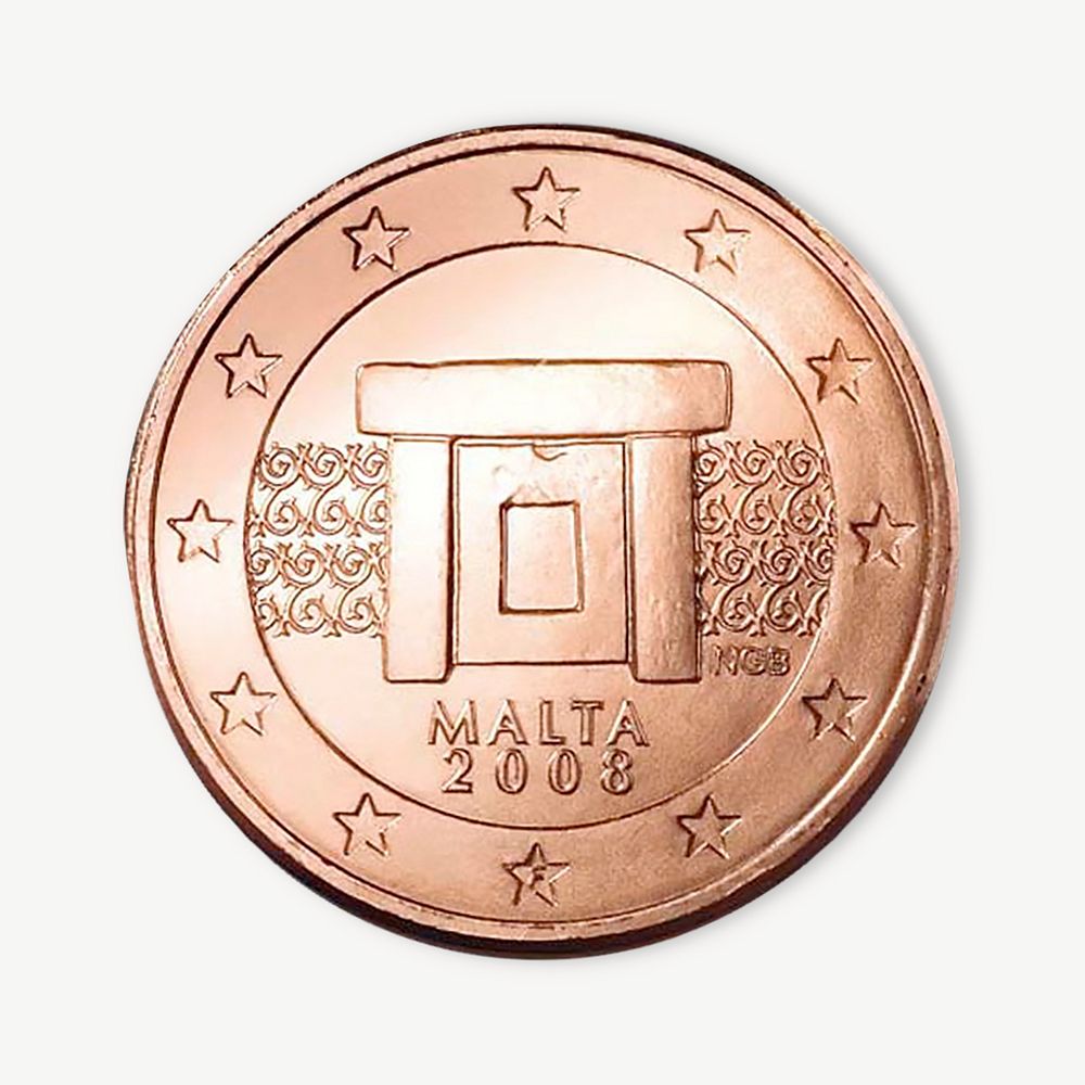Malta coin money collage element psd