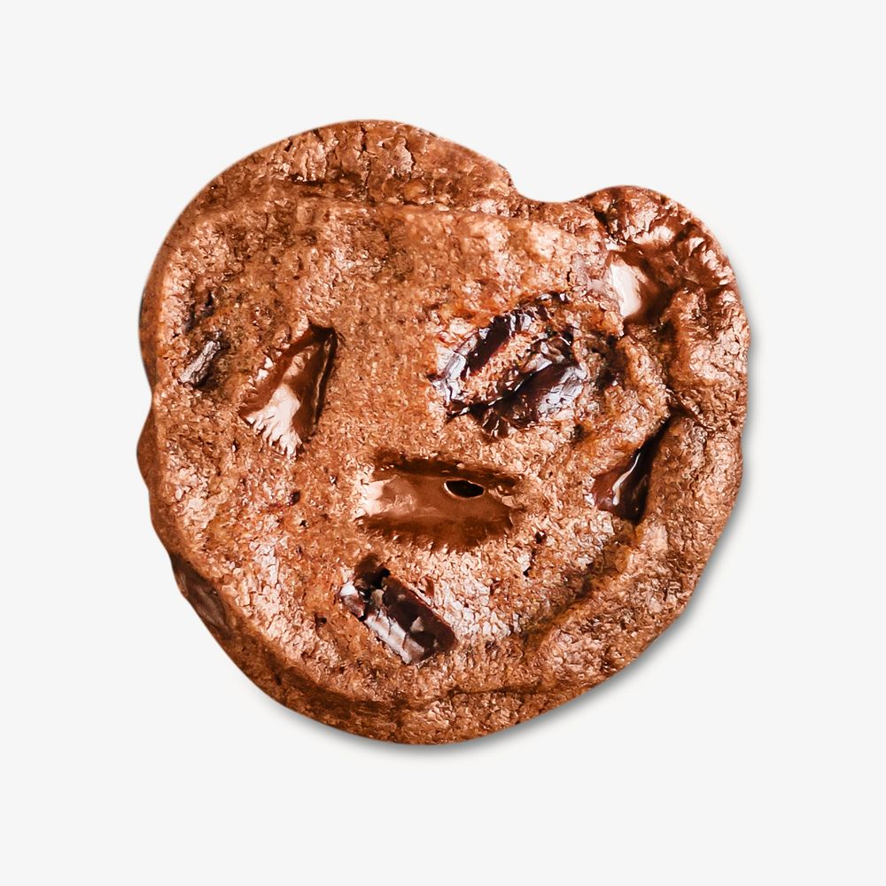 Chocolate chip biscuit isolated object on white