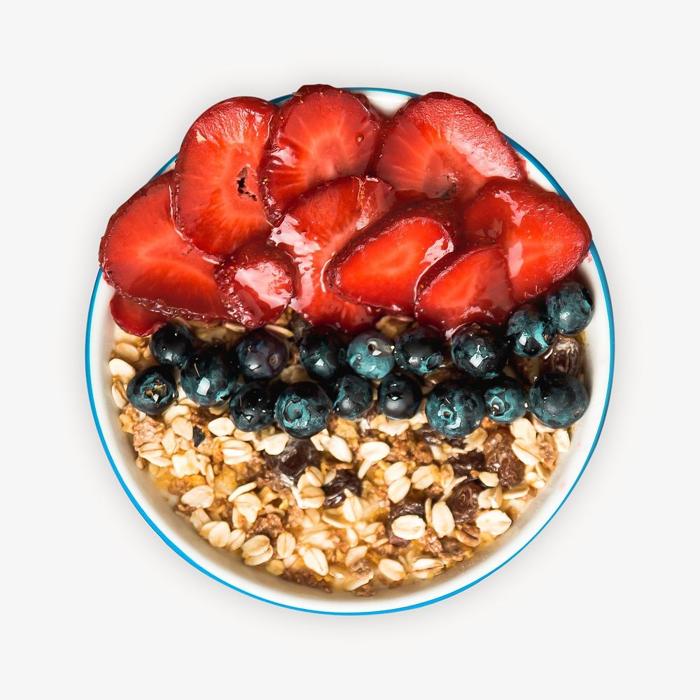 Healthy fruits & oatmeal breakfast isolated design