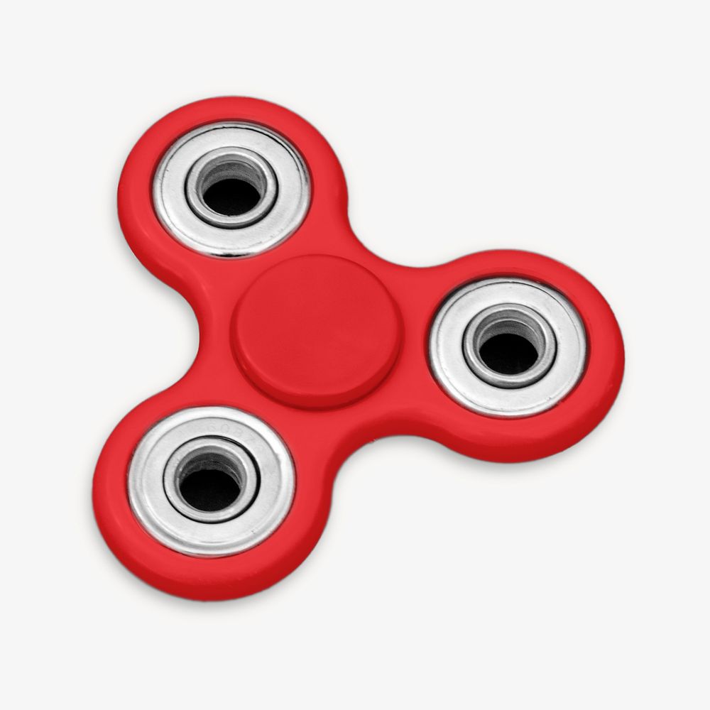 Red fidget spinner, isolated object on white