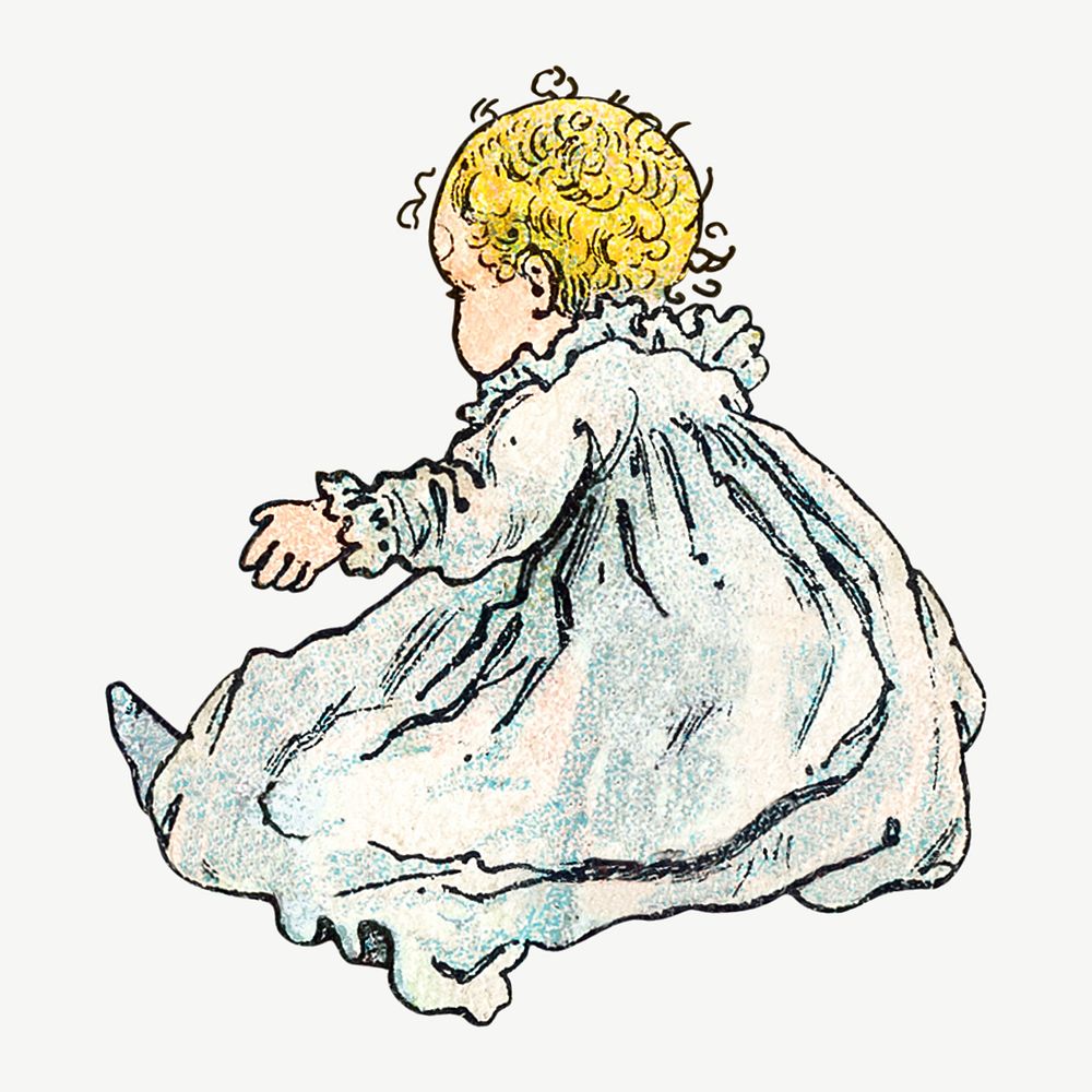 Vintage toddler child illustration by Shober & Carqueville Lith. Co psd. Remixed by rawpixel.