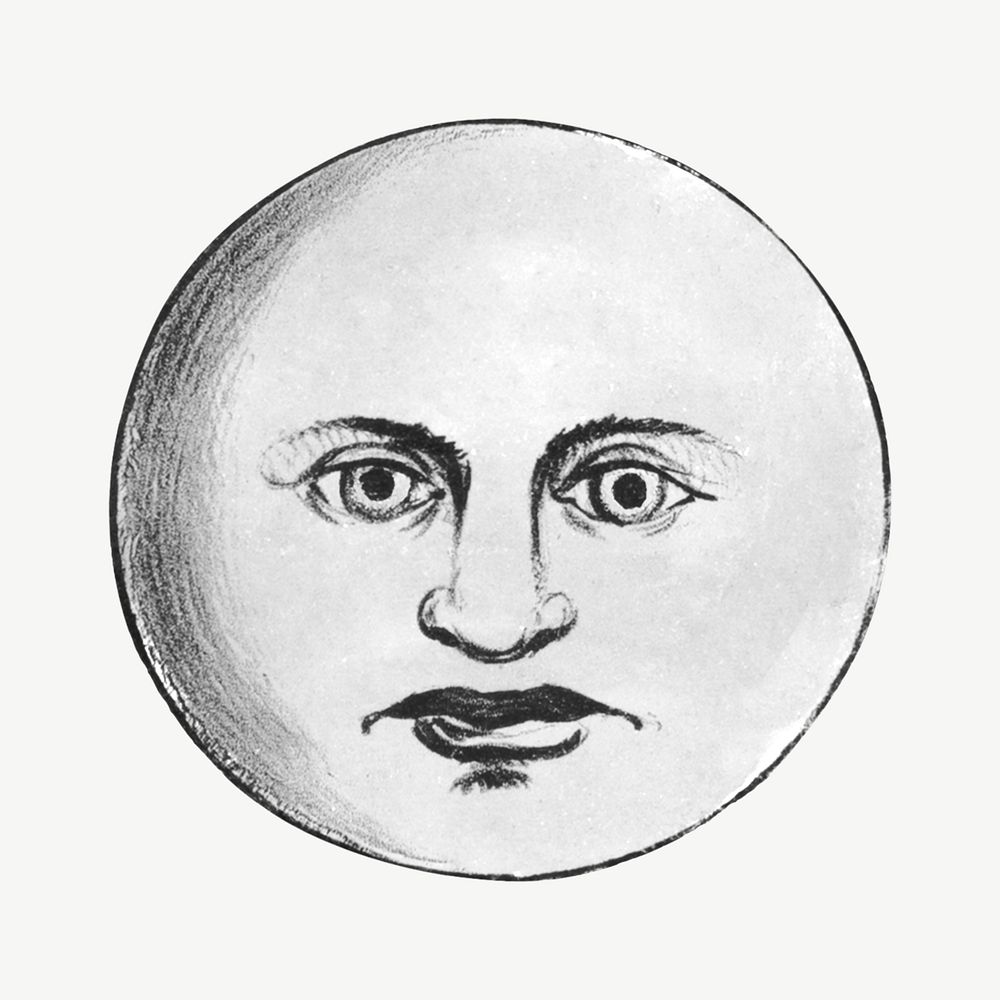 Moon with man's face illustration psd. Remixed by rawpixel.