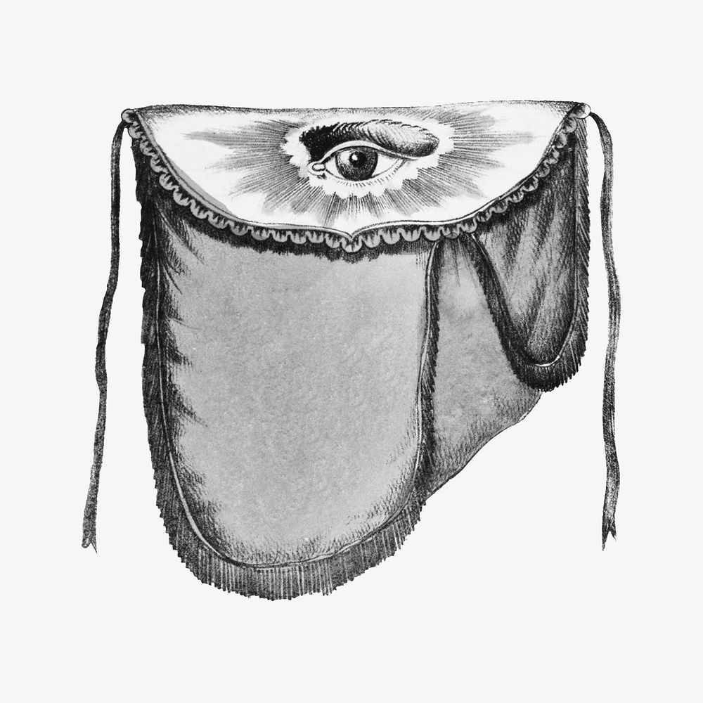 Silk bag with observing eye, vintage object illustration psd. Remixed by rawpixel.