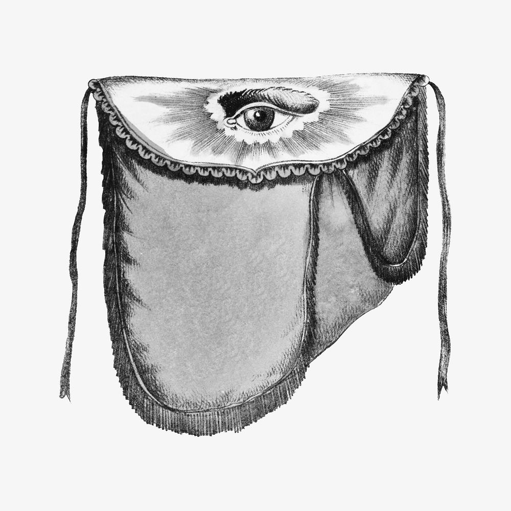 Silk bag with observing eye, vintage object illustration. Remixed by rawpixel.
