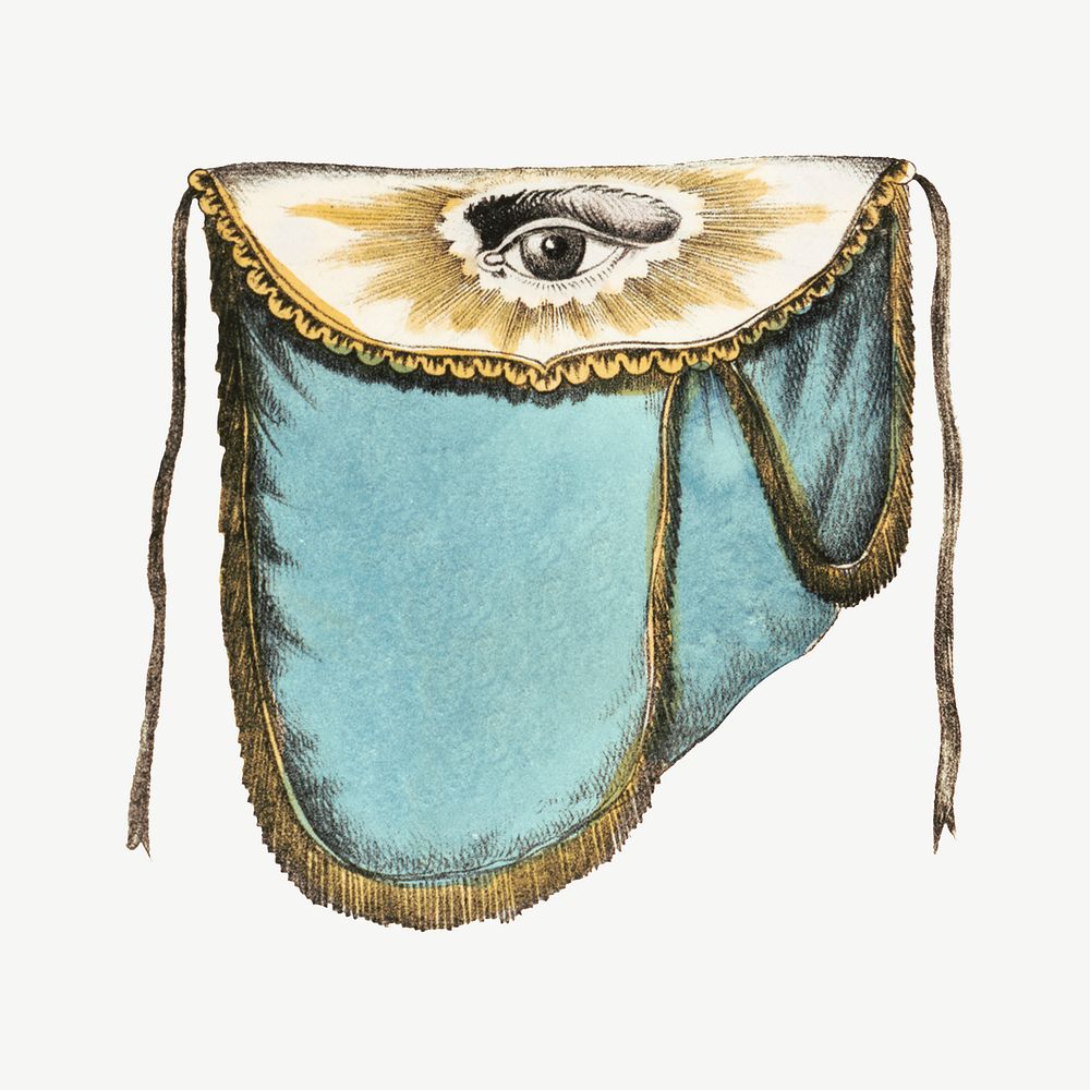 Silk bag with observing eye, vintage object illustration psd. Remixed by rawpixel.