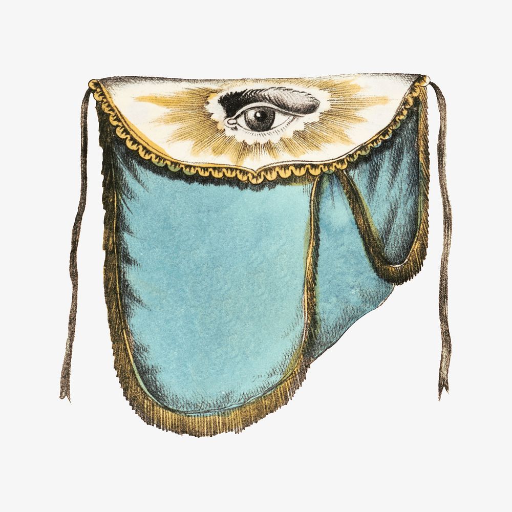 Silk bag with observing eye, vintage object illustration. Remixed by rawpixel.