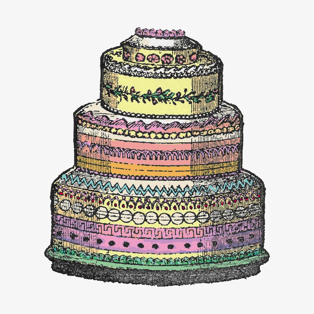 Vintage colorful cake illustration. Remixed by rawpixel. 