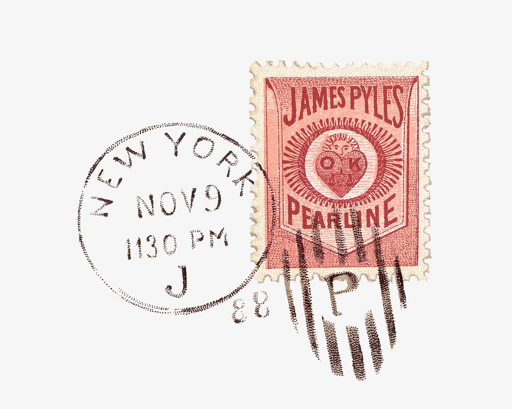 Vintage postage stamp illustration. Remixed by rawpixel. 