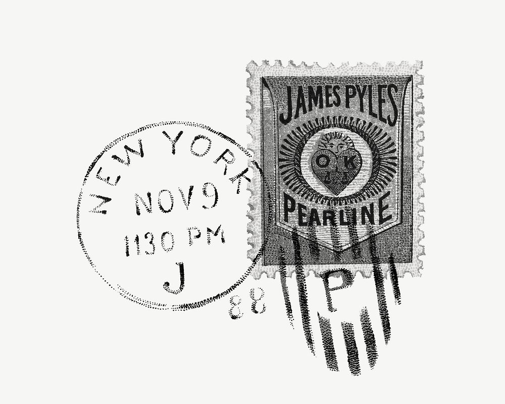 Vintage postage stamp illustration psd. Remixed by rawpixel. 