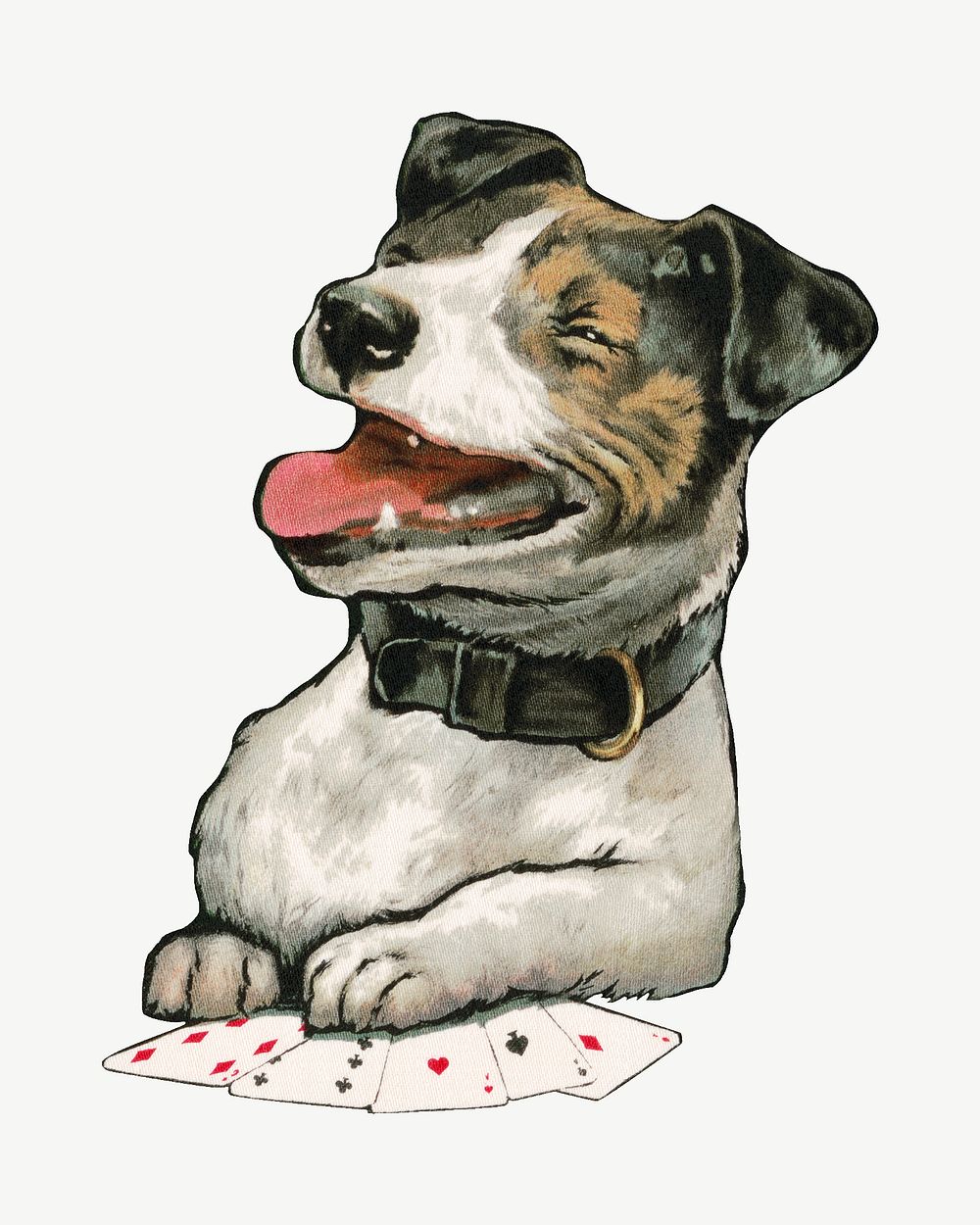 Vintage dog playing card game psd. Remixed by rawpixel. 