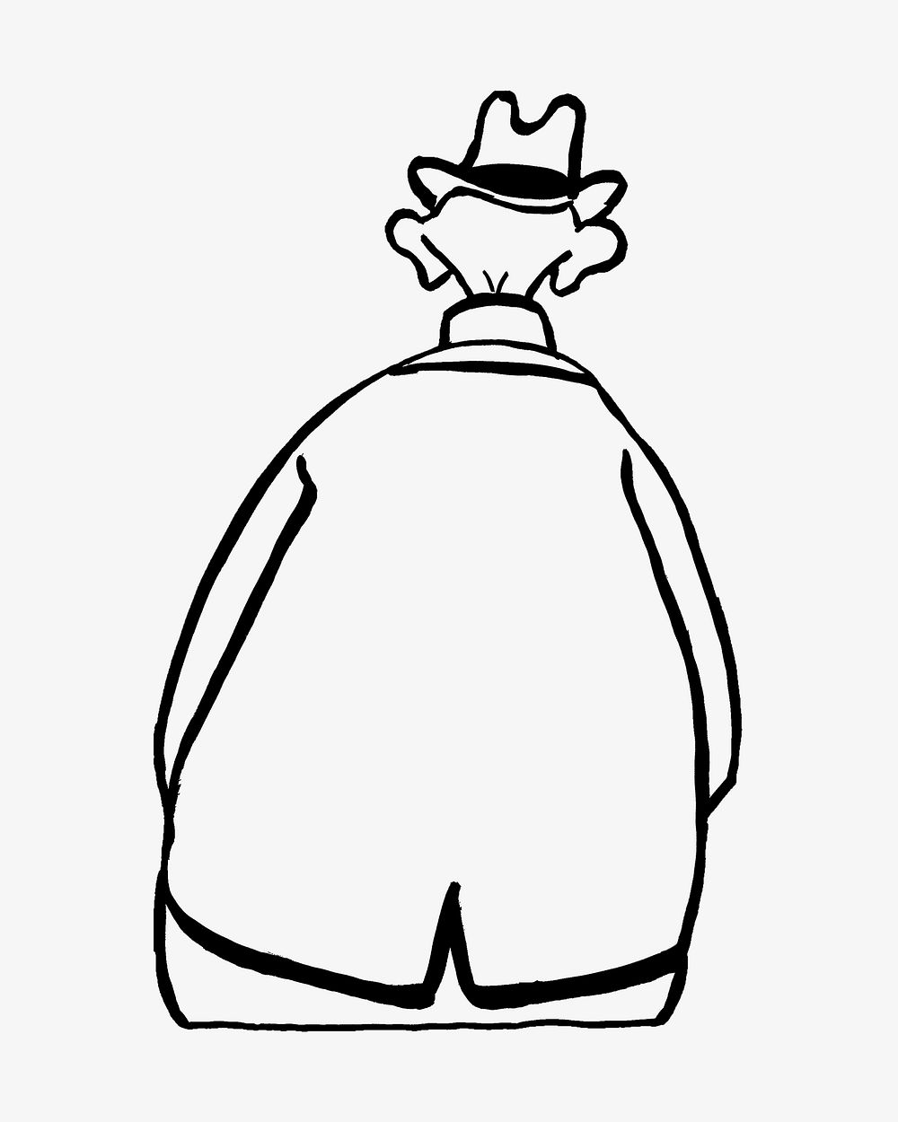 Vintage man cartoon rear view illustration. Remixed by rawpixel. 