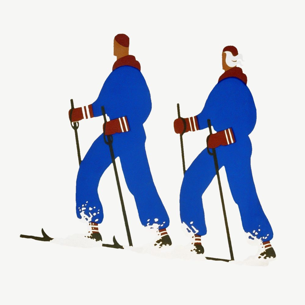 Skiing men, vintage sport illustration psd by Jack Rivolta. Remixed by rawpixel.