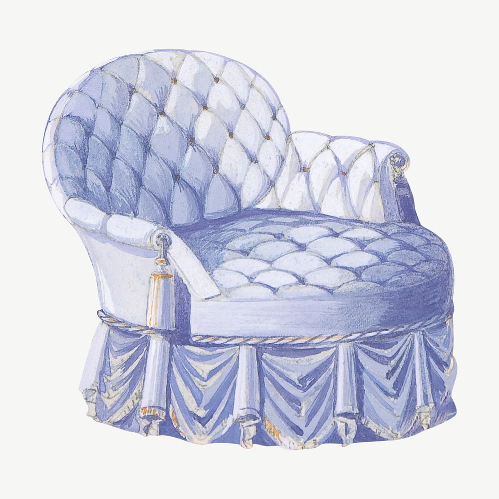 Vintage blue armchair, furniture illustration psd. Remixed by rawpixel.