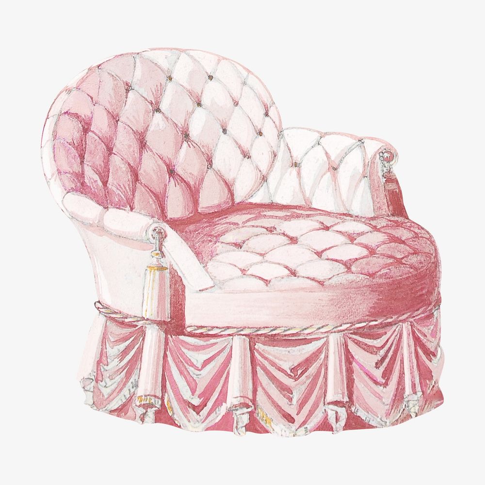 Vintage pink armchair, furniture illustration. Remixed by rawpixel.