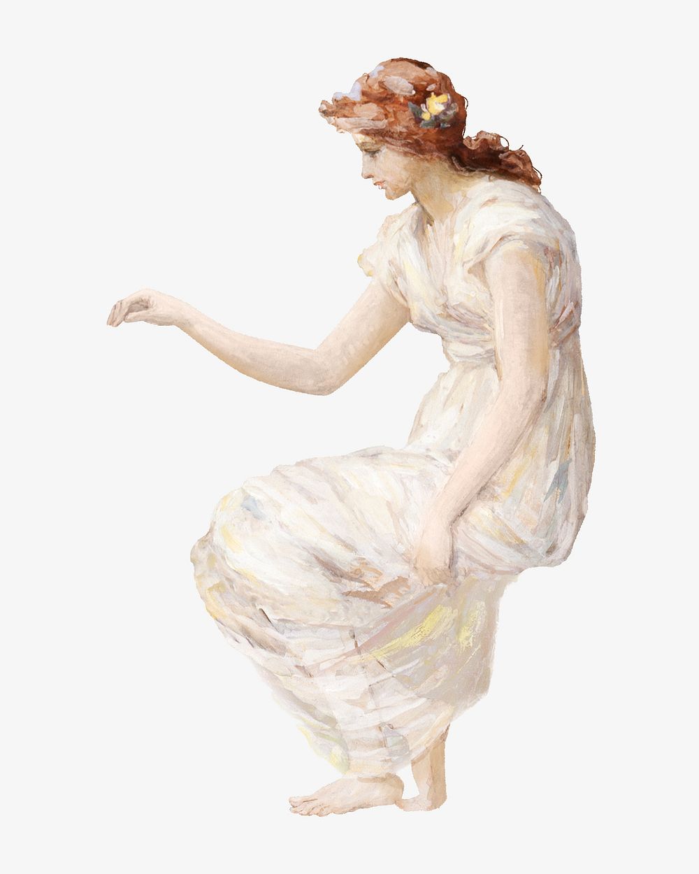 Vintage woman in white dress illustration by Frederick Stuart Church. Remixed by rawpixel.
