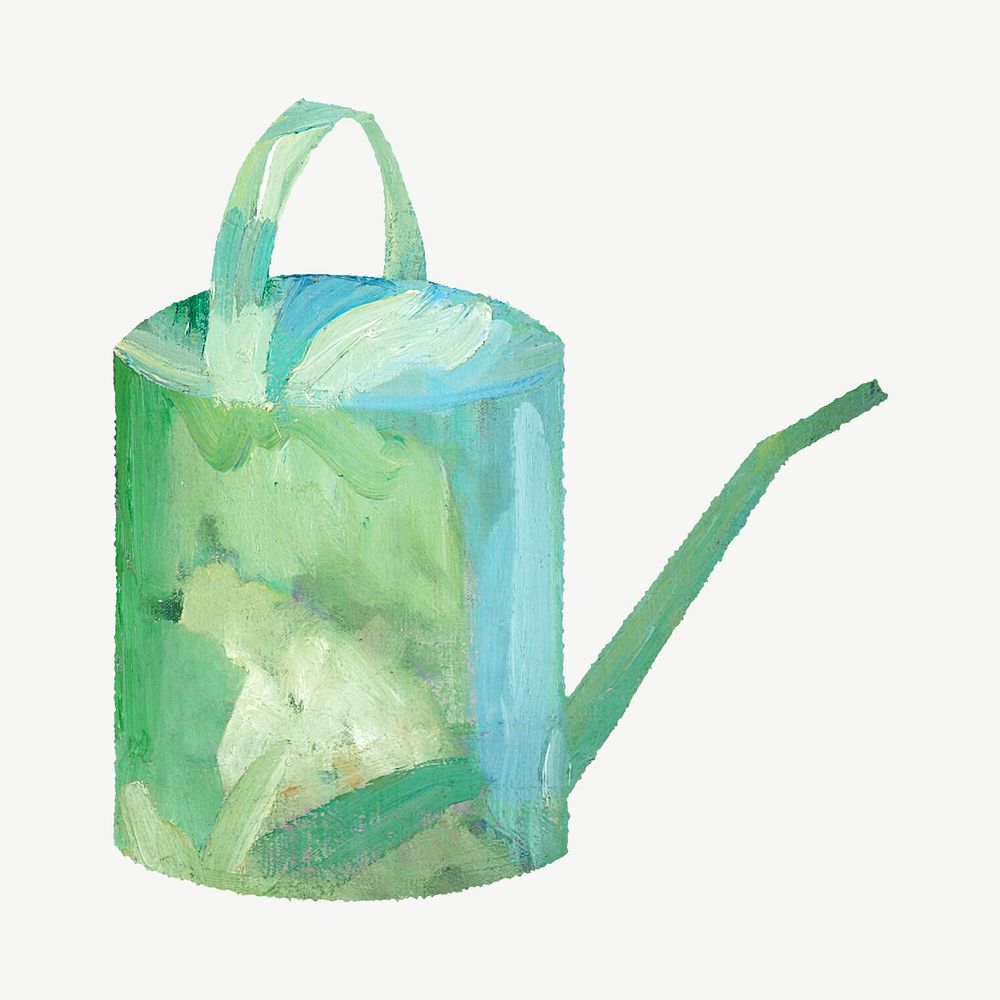 Green watering can, vintage illustration psd by Edvard Weie. Remixed by rawpixel.