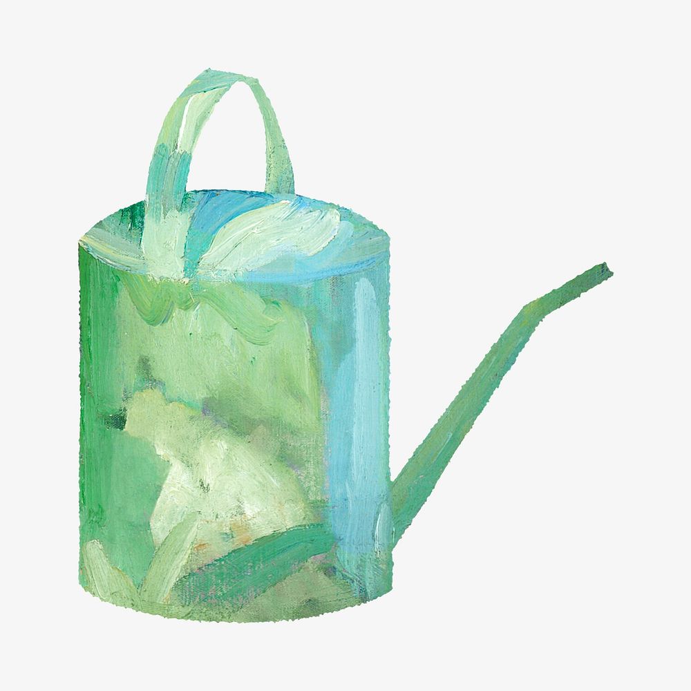 Green watering can, vintage illustration  by Edvard Weie. Remixed by rawpixel.