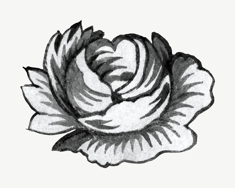 Rose flower black and white collage element psd. Remixed by rawpixel.